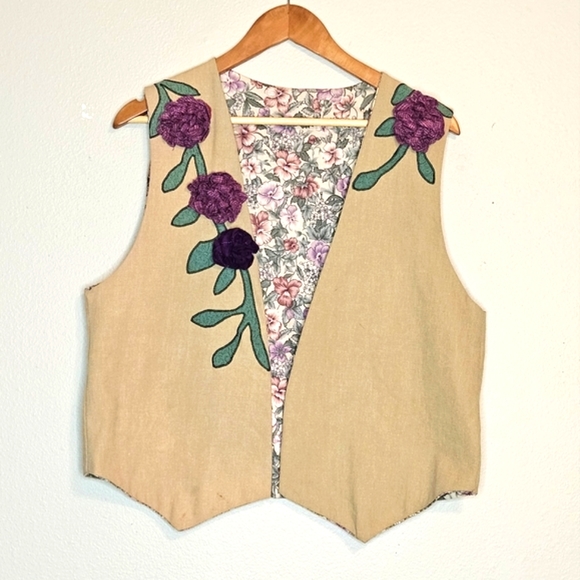 🌺 Two Vintage Handmade 100% Cotton 80's/90's Whimsical Vest - Picture 15 of 16